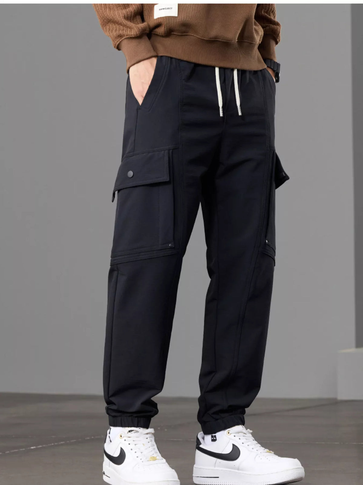 Men's Casual Cargo Pants with Drawstring Waist
