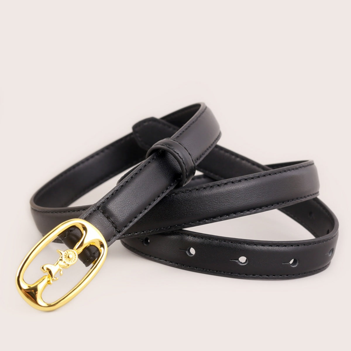 Leather Belt with Horse Carriage Buckle - Lilixa.store