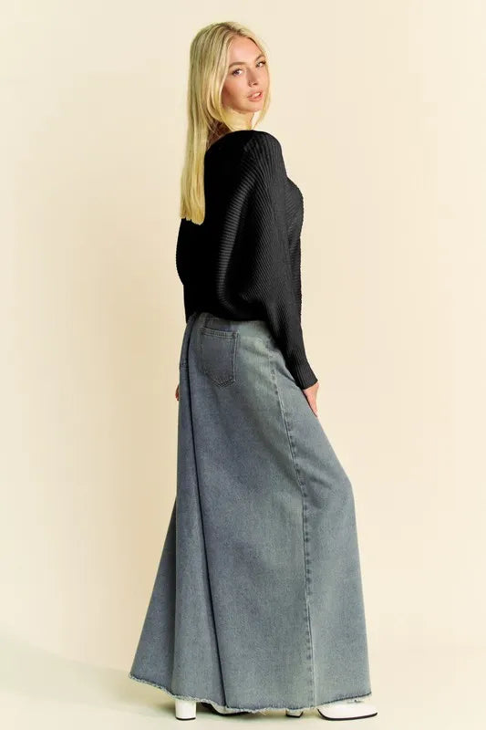 Davi & Dani Round Neck Batwing Sleeve Sweater - Lilixa.store