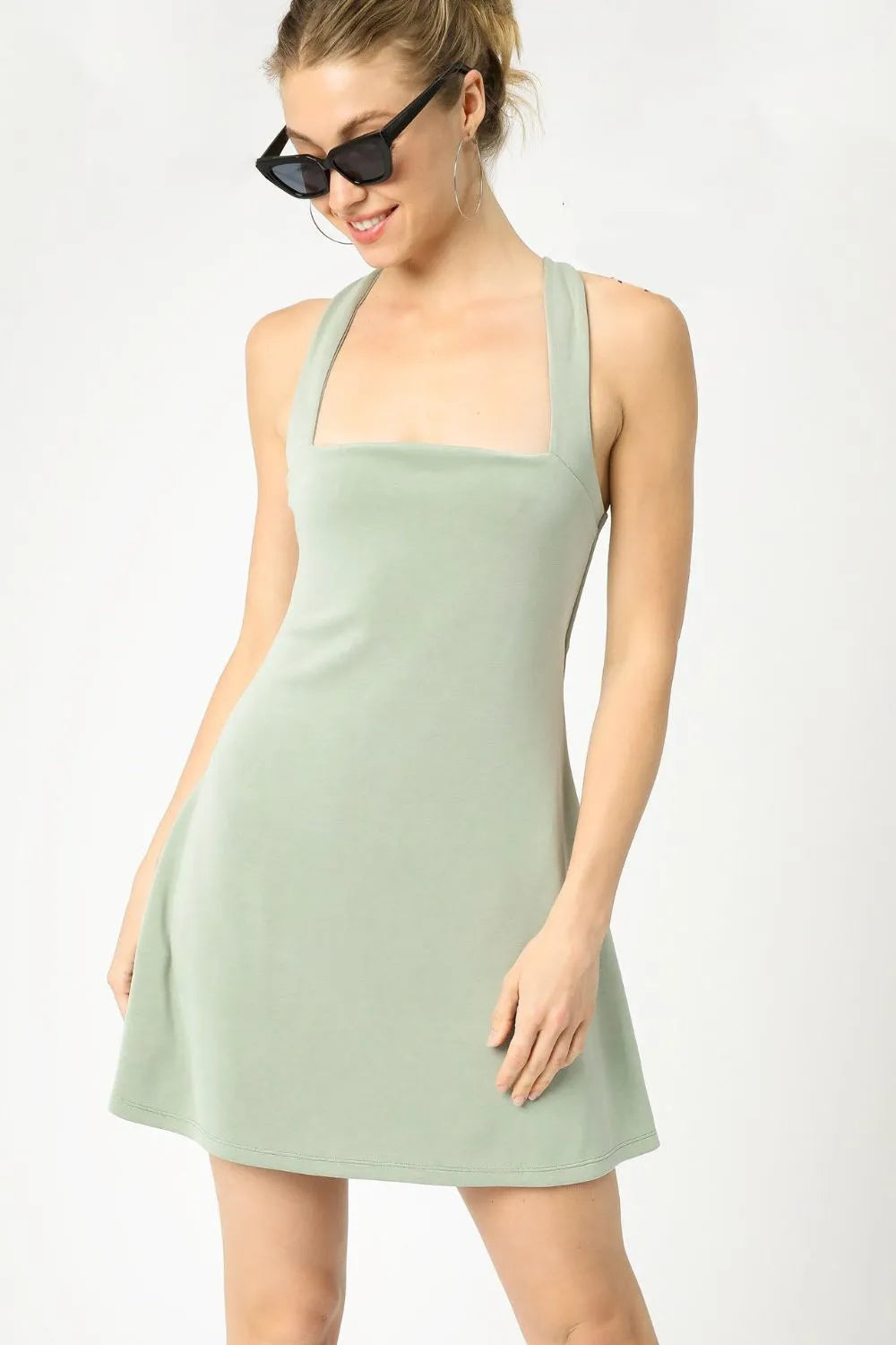Umgee Crisscross Square Neck Active Dress - Lilixa.store