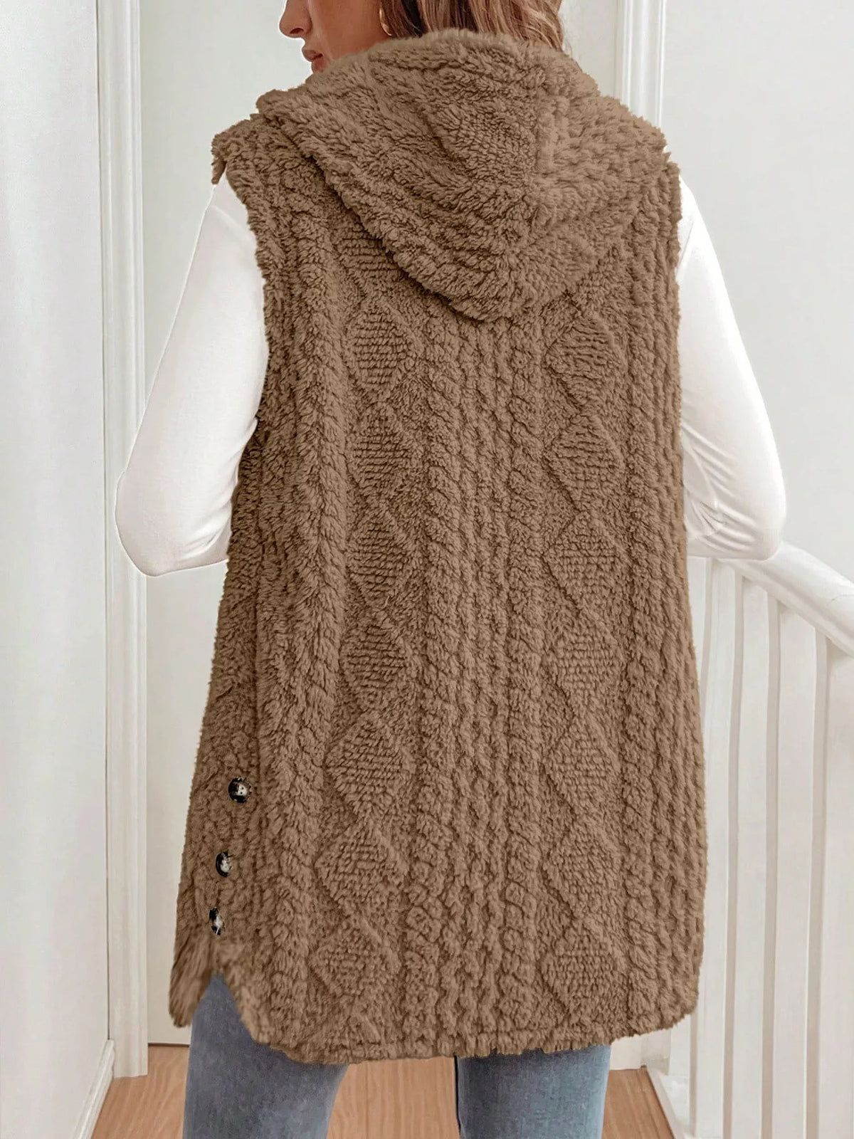 Cozy Sherpa Fleece Hooded Vest Coat - Lilixa.store