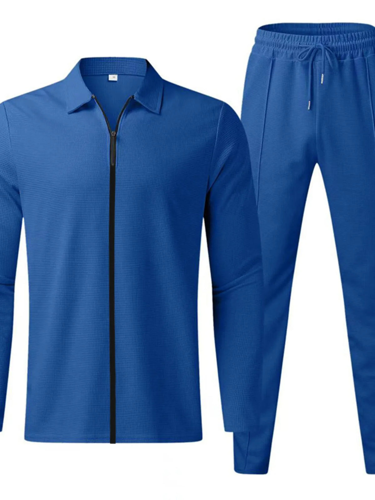 Men's Full Size Zip Up Top and Pants Set Plus Size in Royal Blue