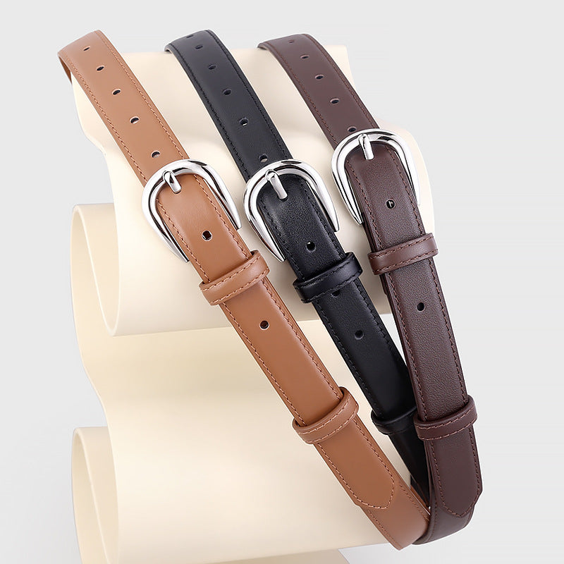 Buckle Skinny Leather Belt - Lilixa.store