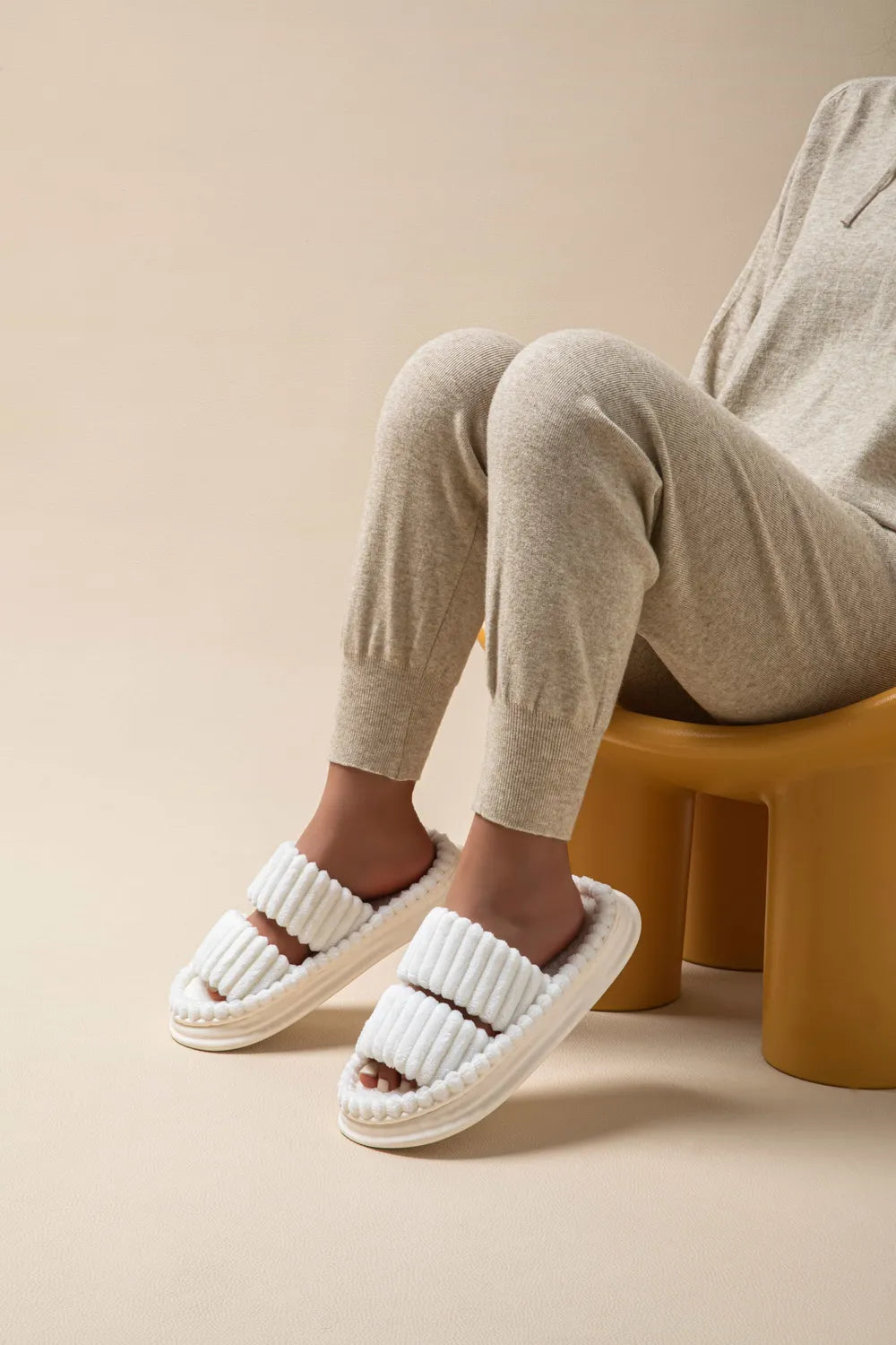 Open Toe Fluff Platform Slippers - Lilixa.store