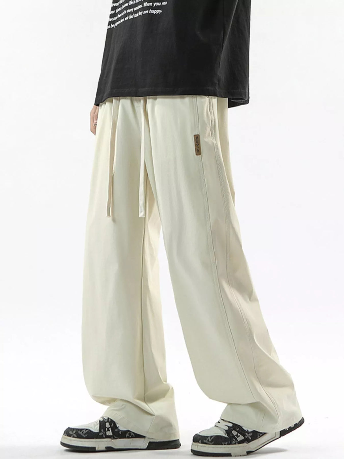 Men's Full Size Loose Fit Drawstring Wide Leg Pants Plus Size, view 6