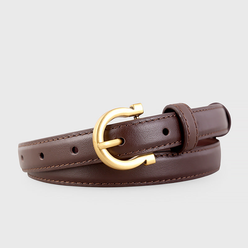 Leather Belt with Golden Buckle - Lilixa.store