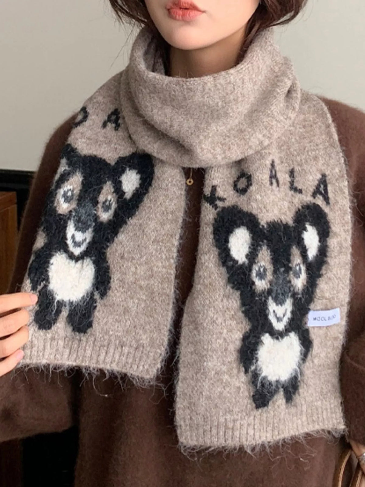 Koala Pattern Winter Scarf - Lilixa.store