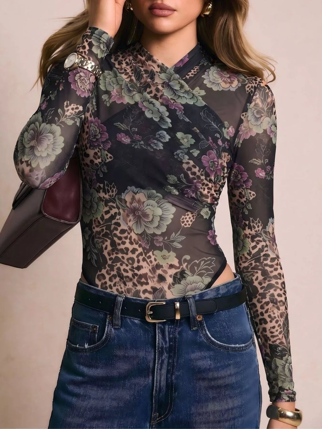 Mesh Long Sleeve Bodysuit - Lilixa.store
