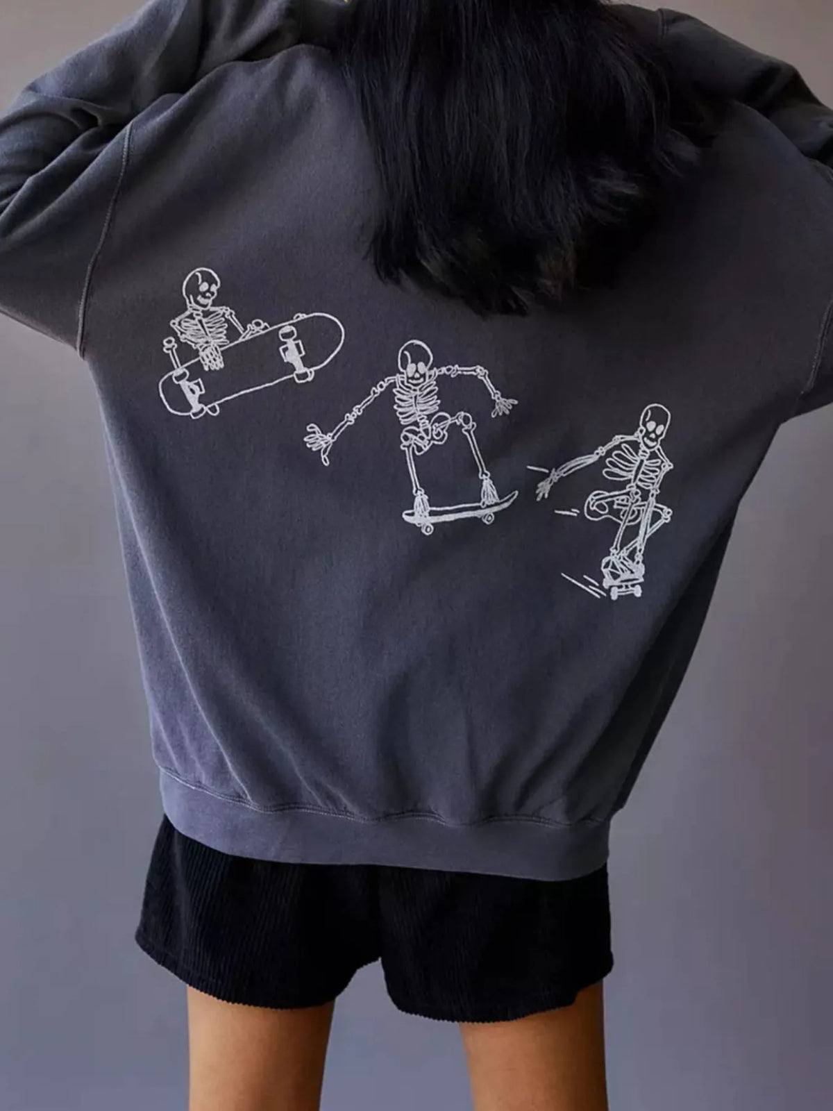 Skeleton Graphic Oversized Sweatshirt - Lilixa.store