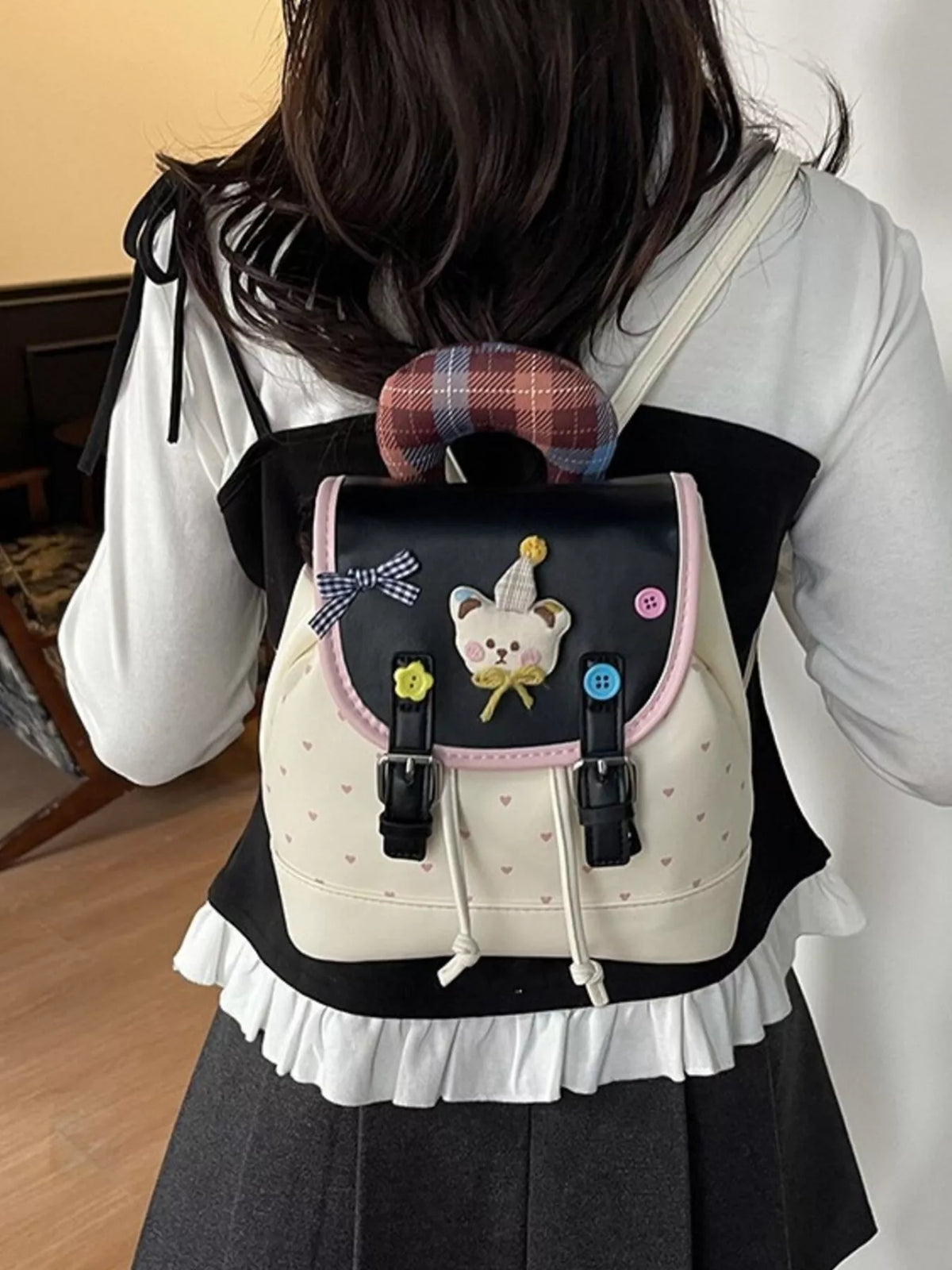 Cartoon Bear Decorated Backpack Bag - Lilixa.store