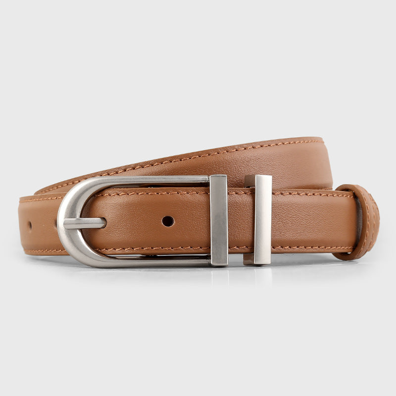 Leather Belt with Silver Buckle - Lilixa.store