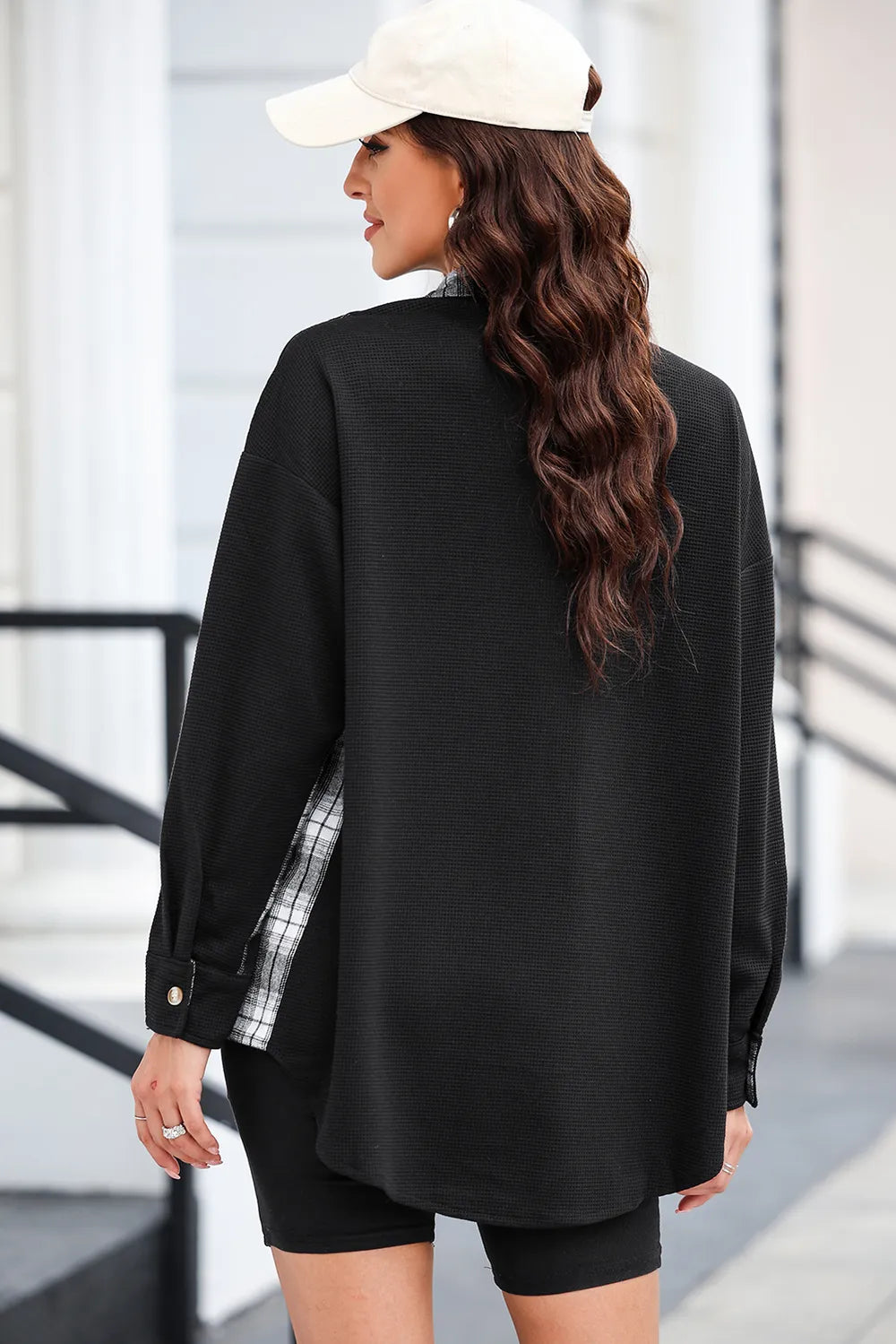 Plaid Button Down Collared Jacket, view 8