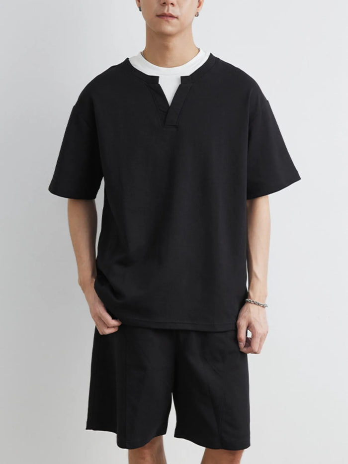 Men's Plus Size Half Sleeve Top and Shorts Set