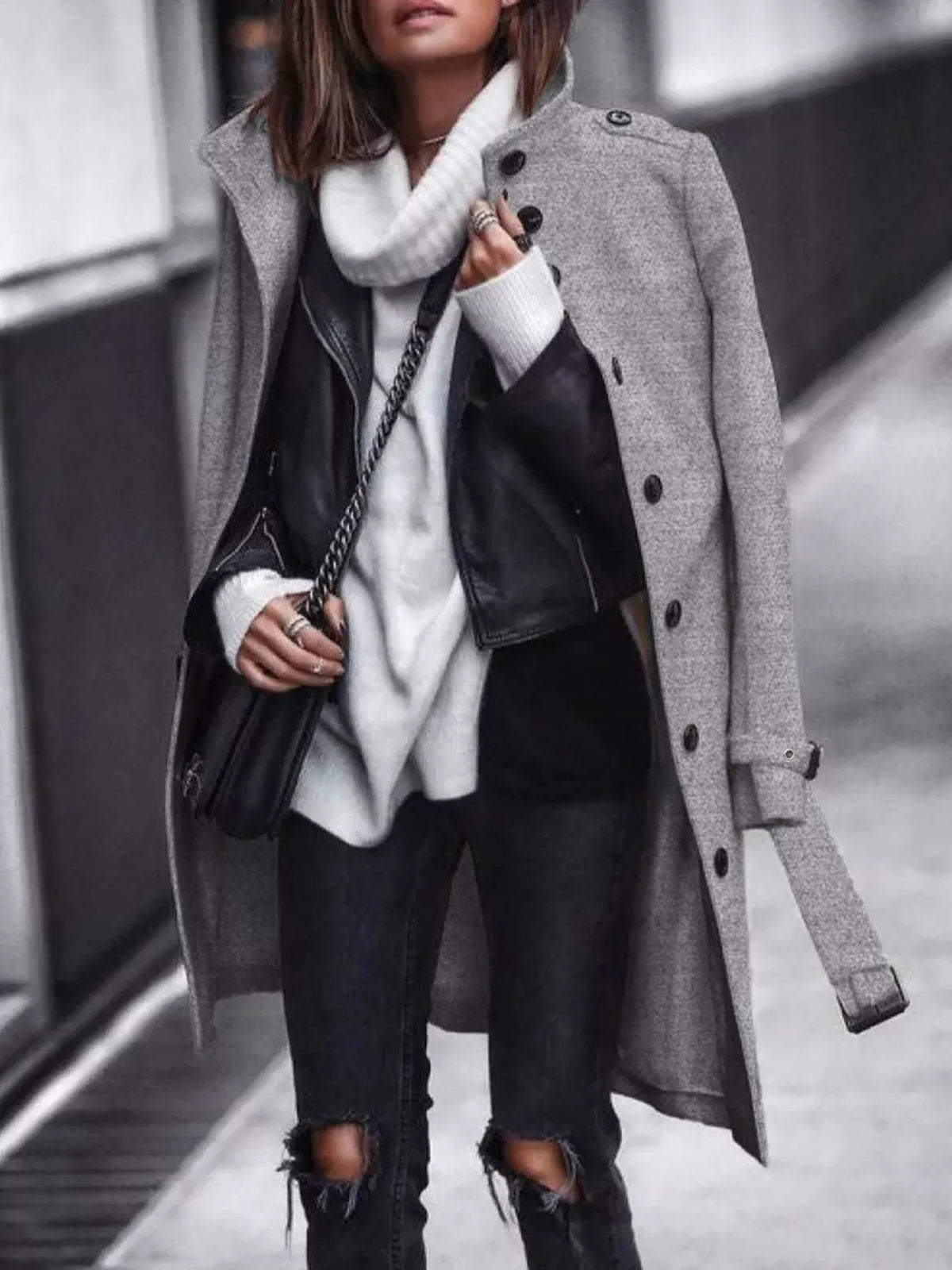 Button-Down Longline Coat with Belt - Lilixa.store