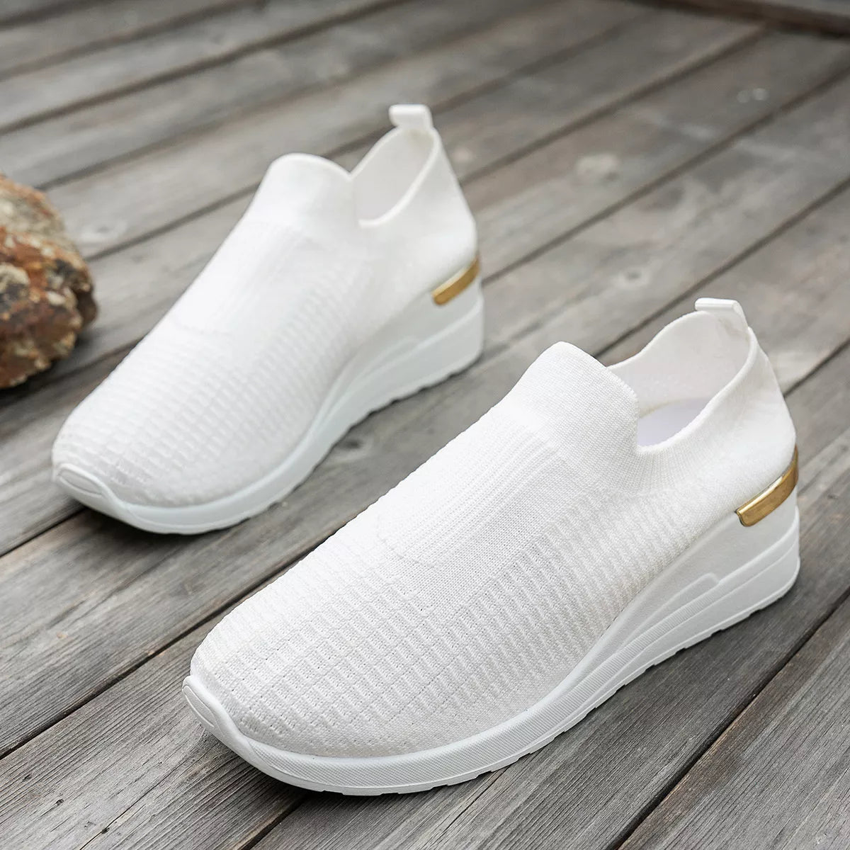 Mesh Round Toe Wedge Athletic - Lilixa.store