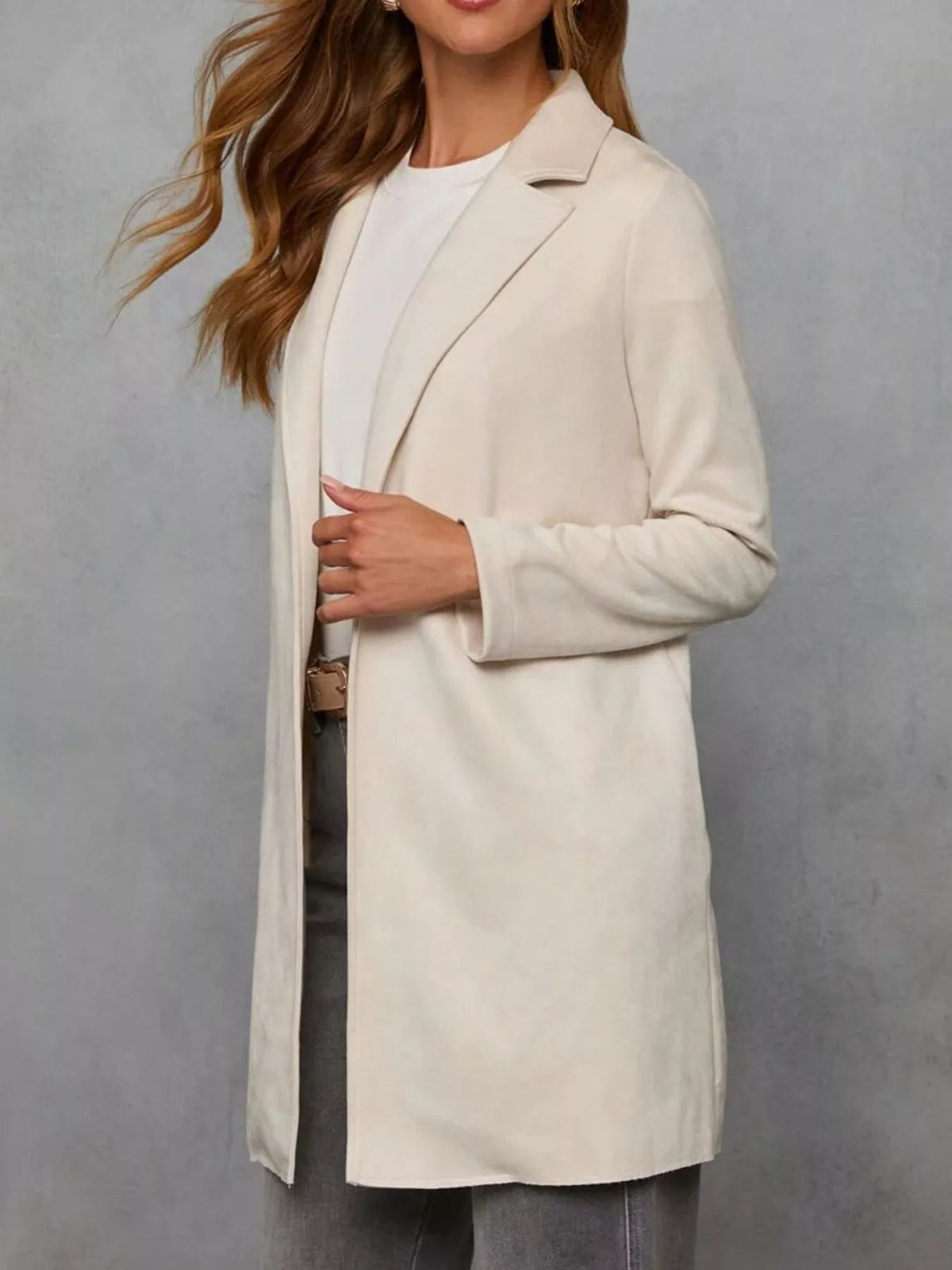 Full Size Open Front Longline Outerwear Plus Size, view 2