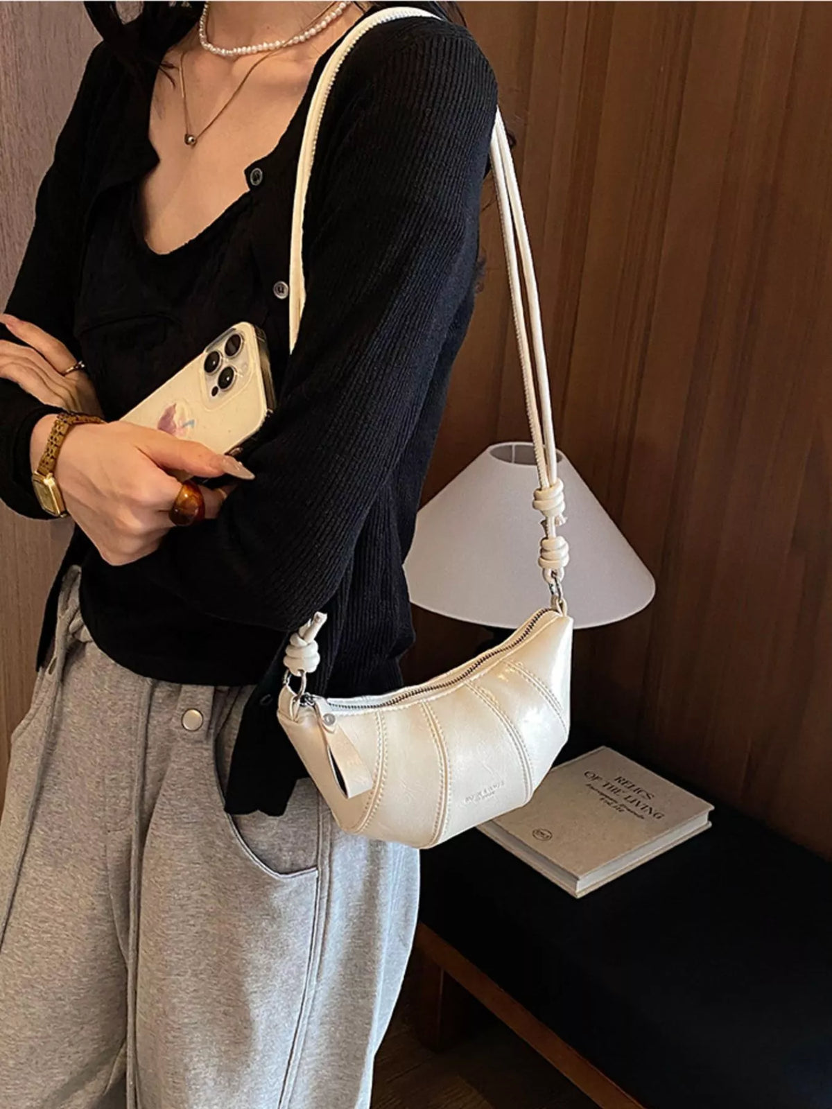 PU Leather Crescent Crossbody Bag - Lilixa.store
