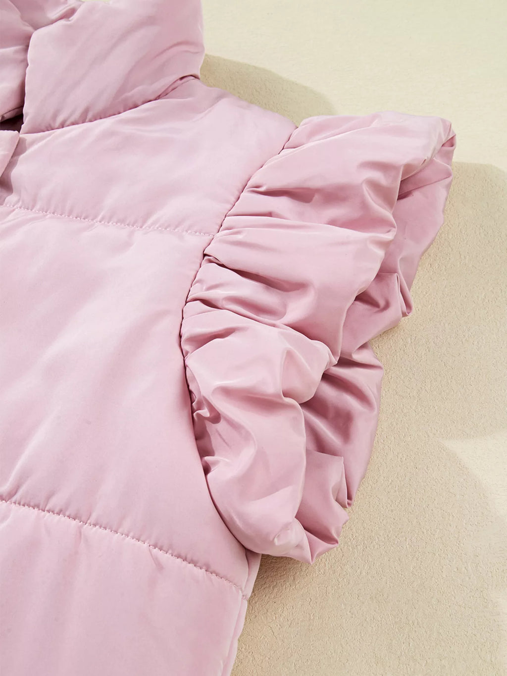 Stand Neck Flutter Sleeve Snap Button Puffer Vest - Lilixa.store