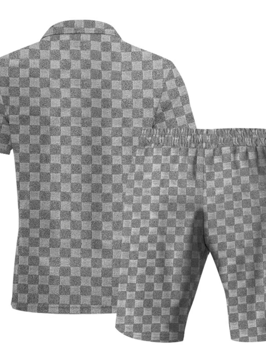 Men's Full Size Quarter Zip Short Sleeve Top and Shorts Set Plus Size, view 4