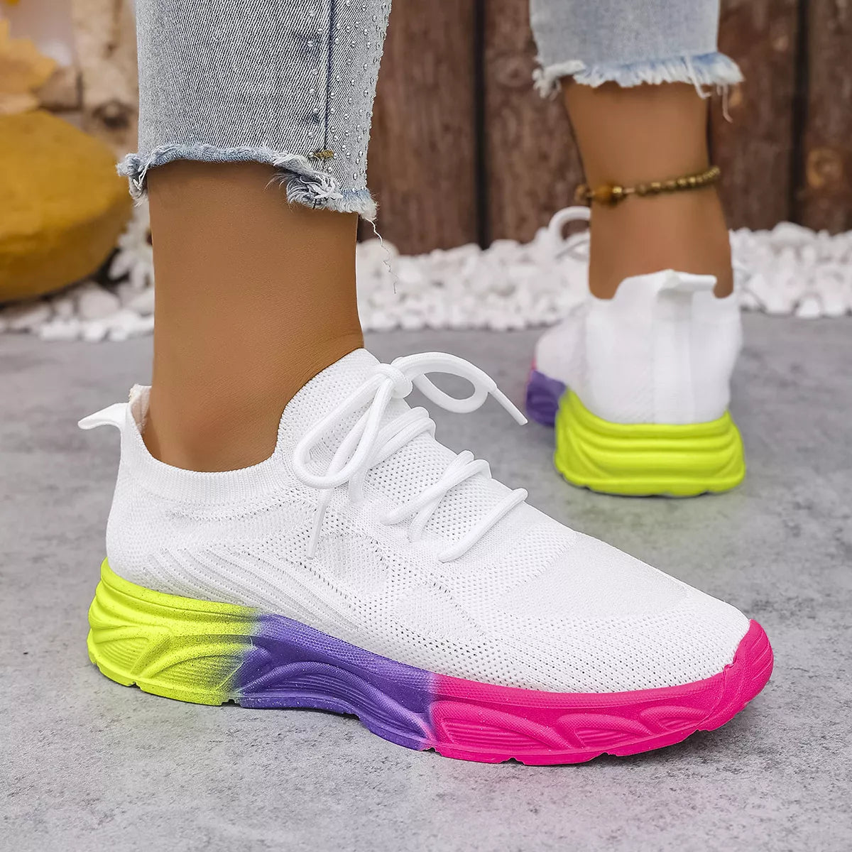 Lace Up Round Toe Sneakers - Lilixa.store