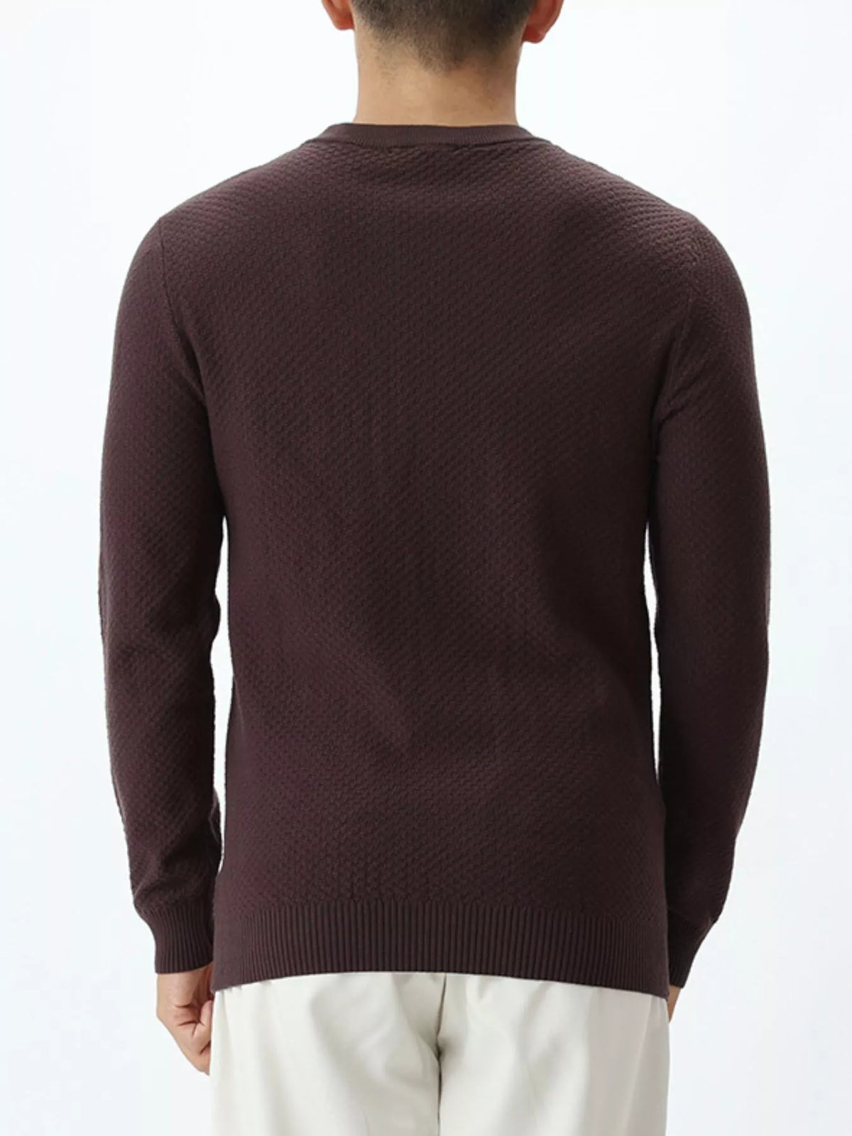Men's Plus Size Textured Crew Neck Sweater