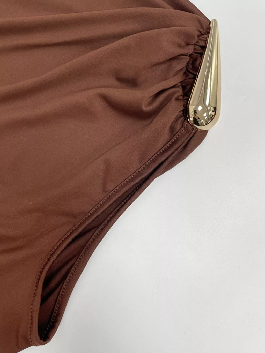 Draped Sleeveless Bodycon Maxi Dress with Metal Detail - Lilixa.store