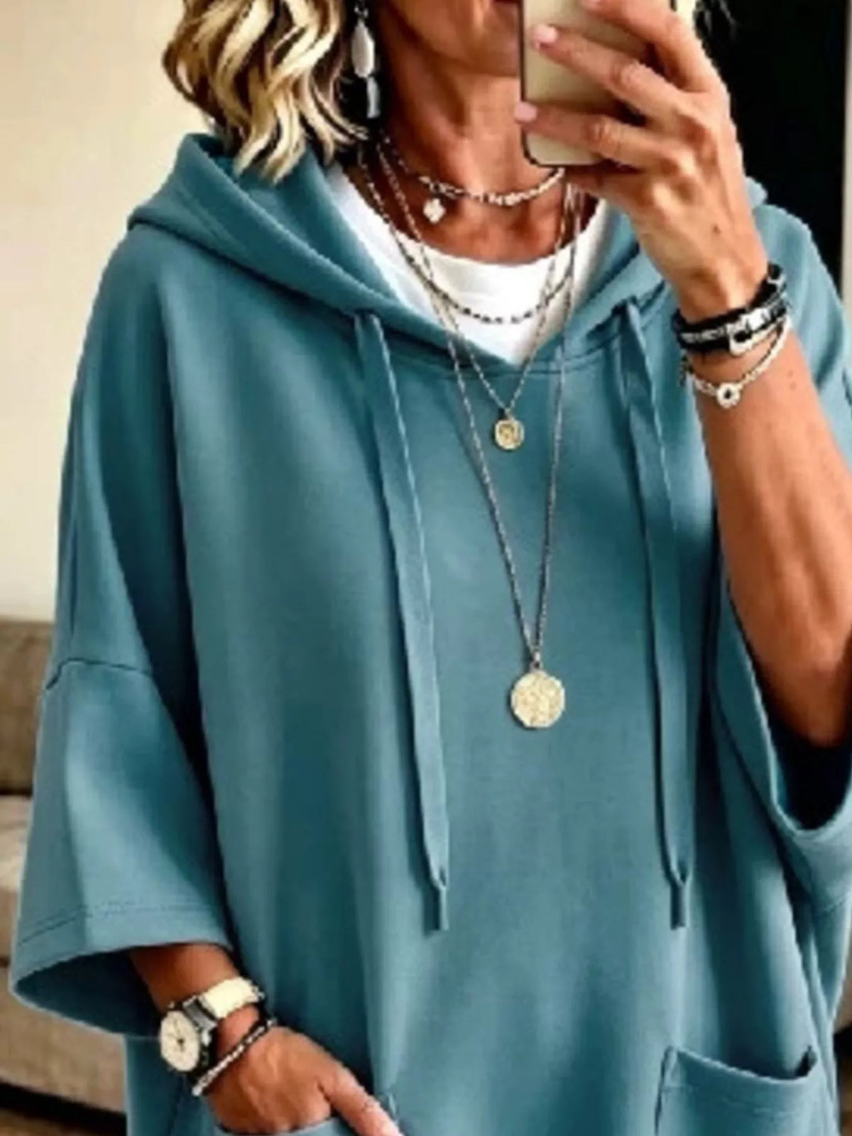 Full Size Drawstring Oversized Front Pockets Oversized Hoodie Plus Size - Lilixa.store