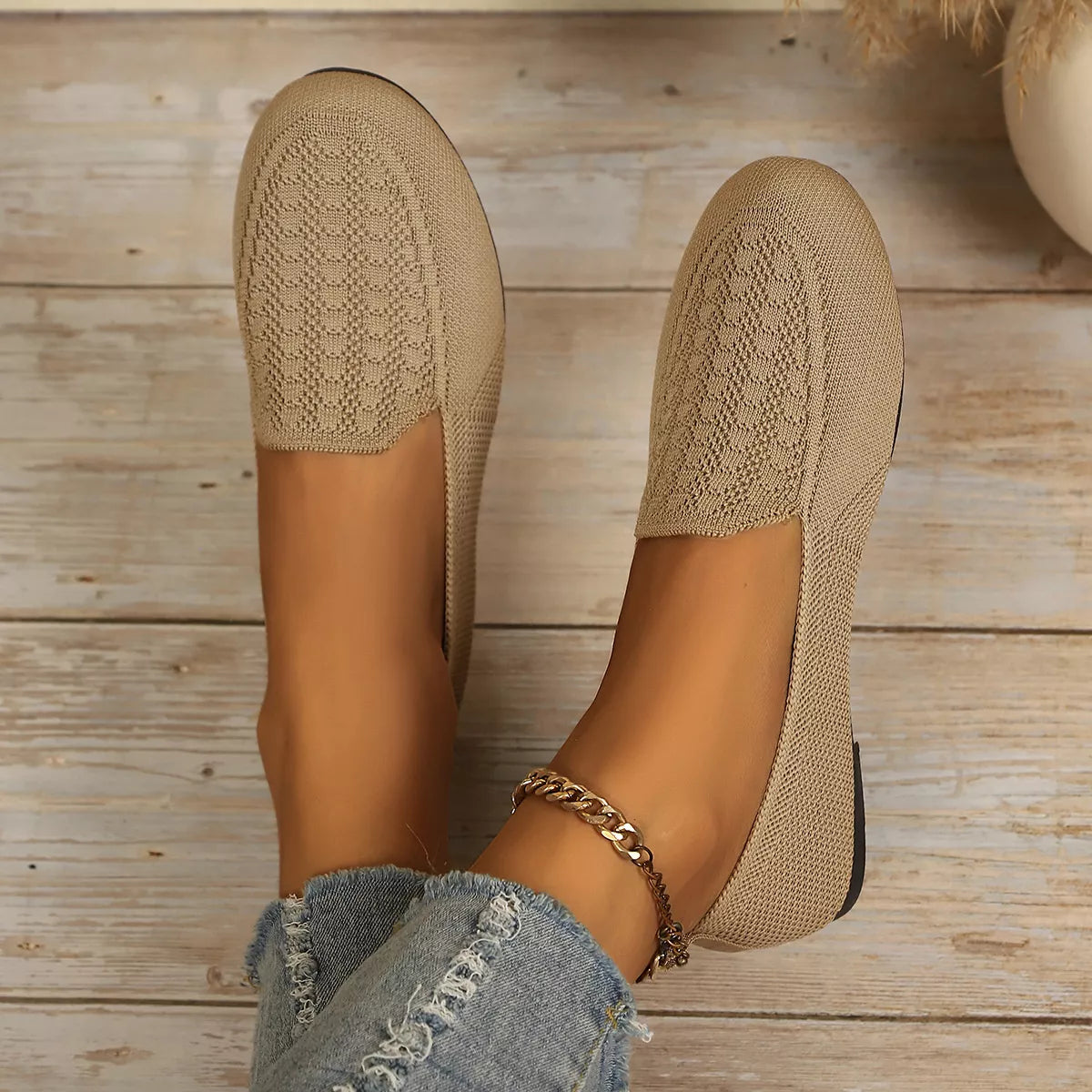 Breathable Knitted Slip-Ons