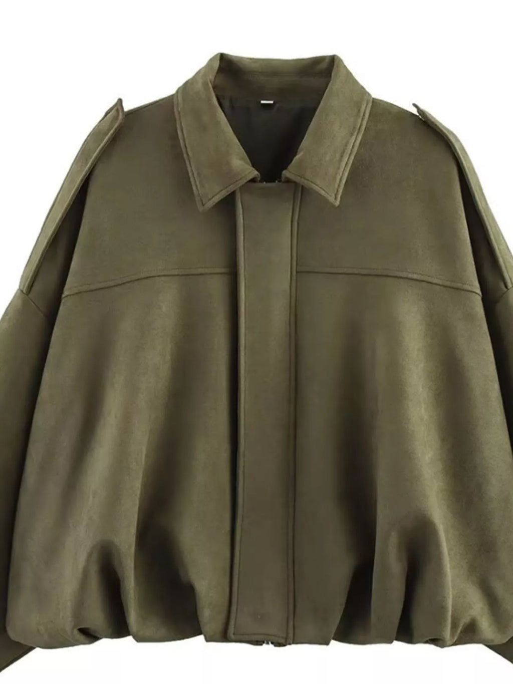 Collared Neck Dropped Shoulder Jacket - Lilixa.store