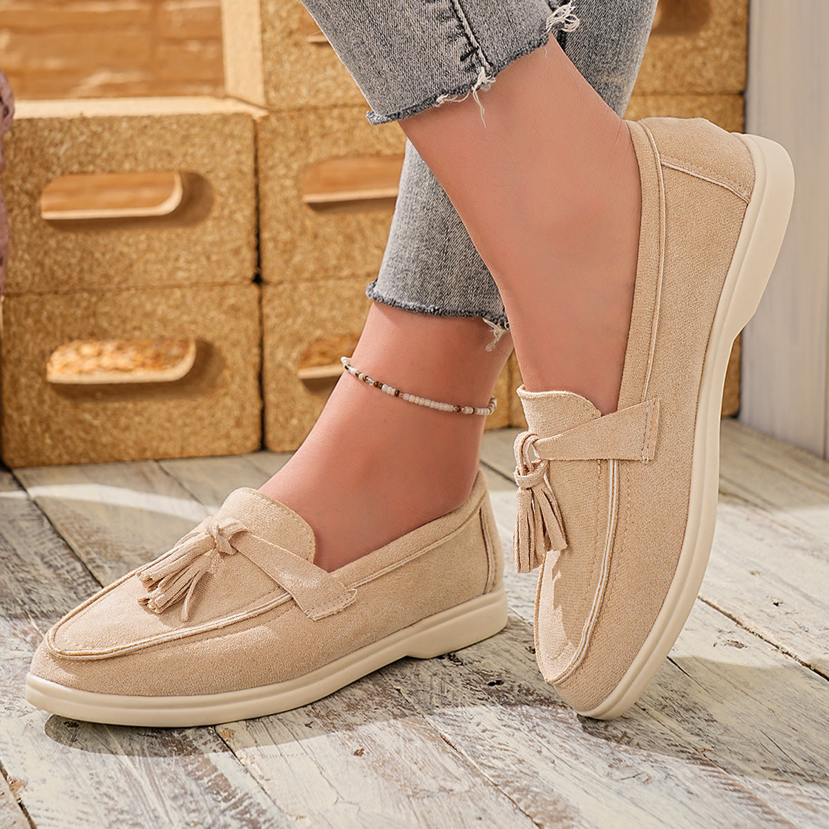 Tassel Round Toe Slip-Ons, view 5