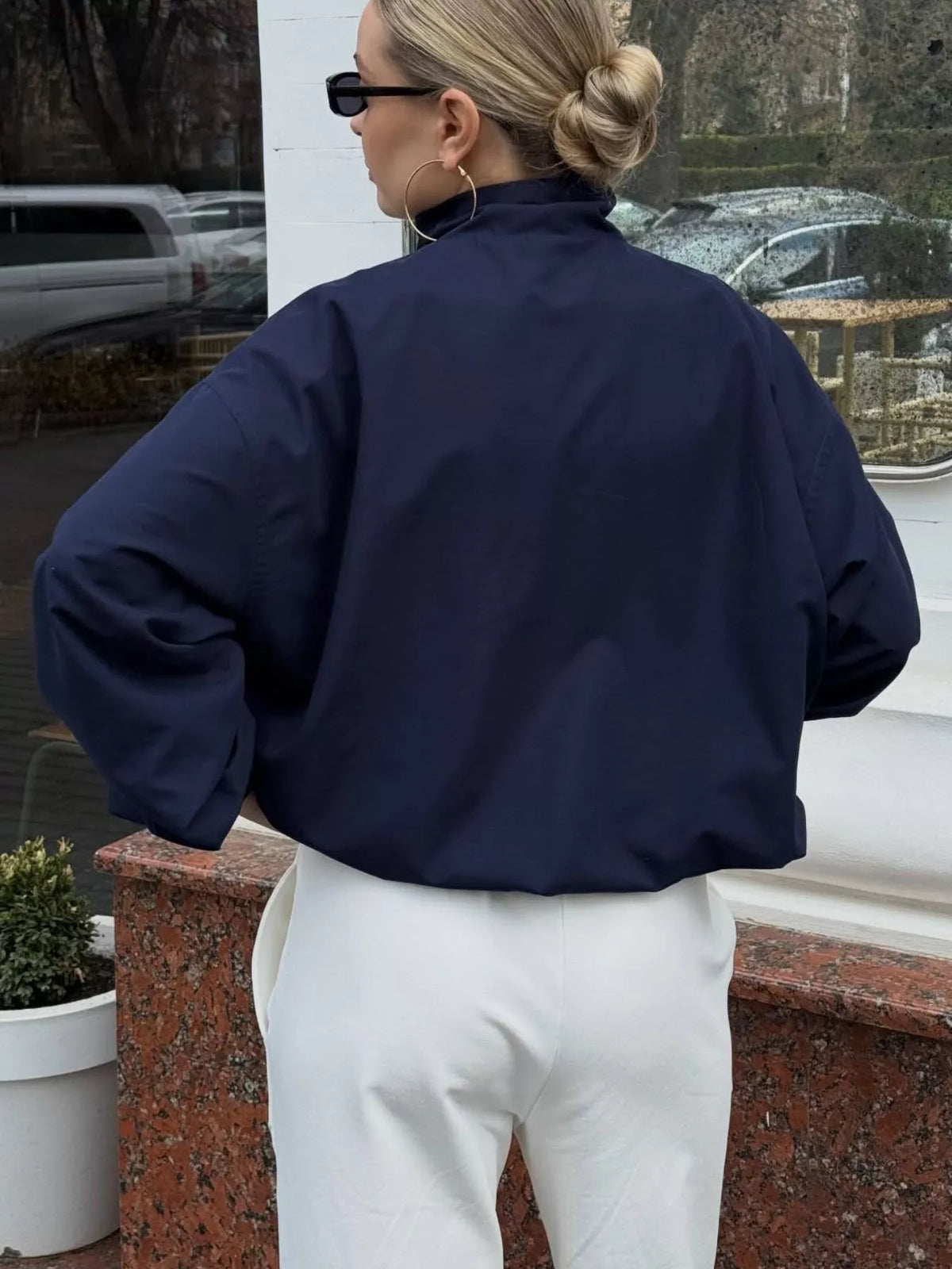 Zip Up Dropped Shoulder Jacket
