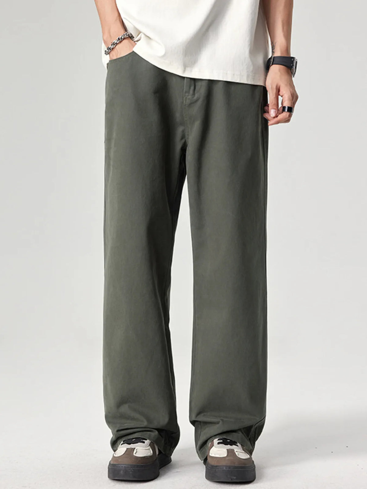 Men's Plus Size Wide Leg Pants in Green