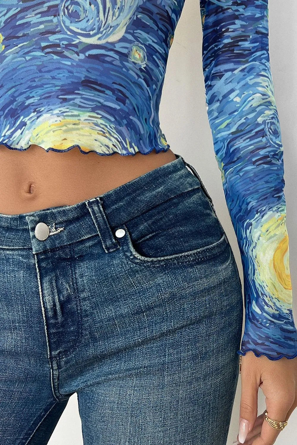 Starry Sky Cropped Mesh T-Shirt - Lilixa.store
