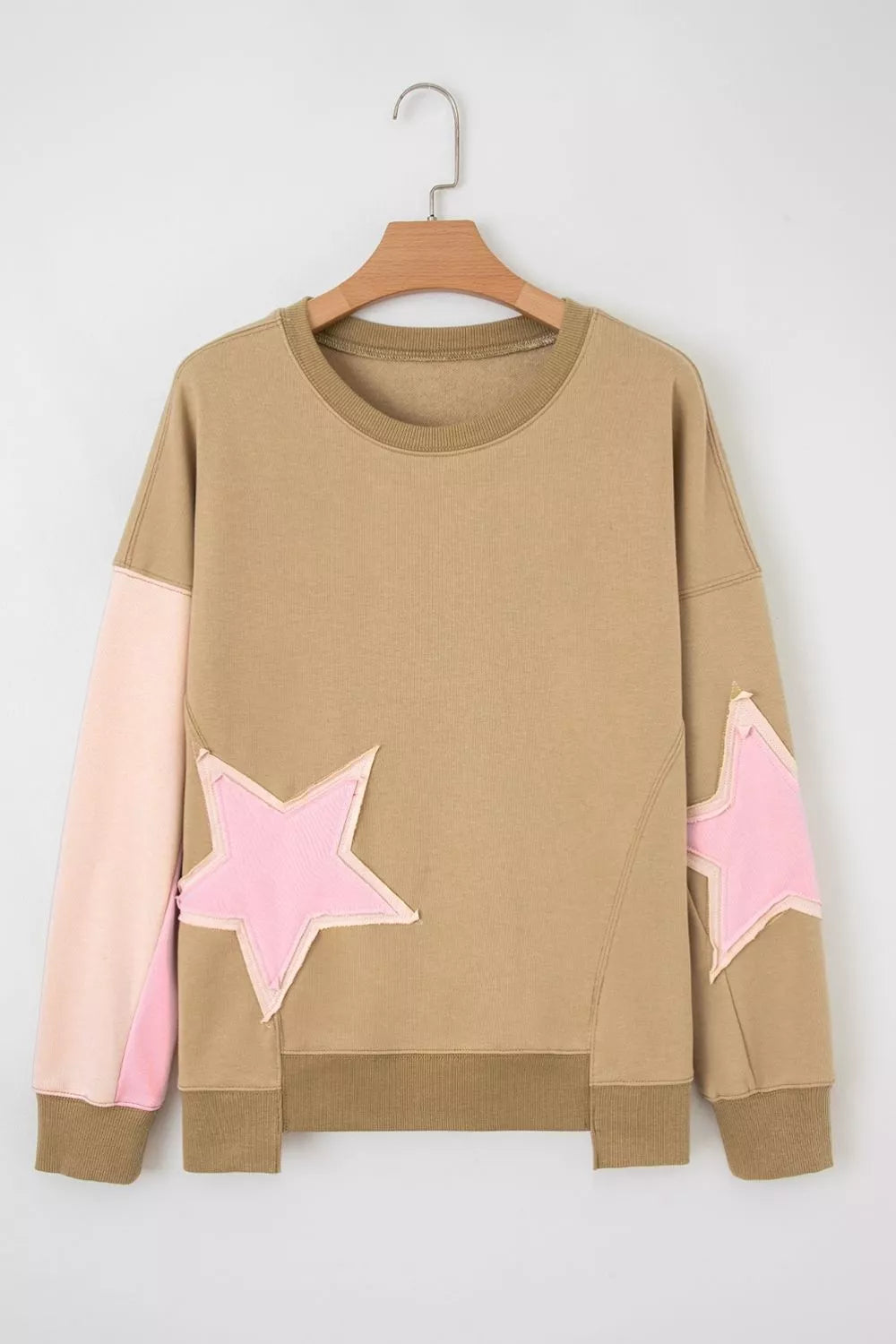 Star Patch Crew Neck Sweatshirt in Tan, view 10