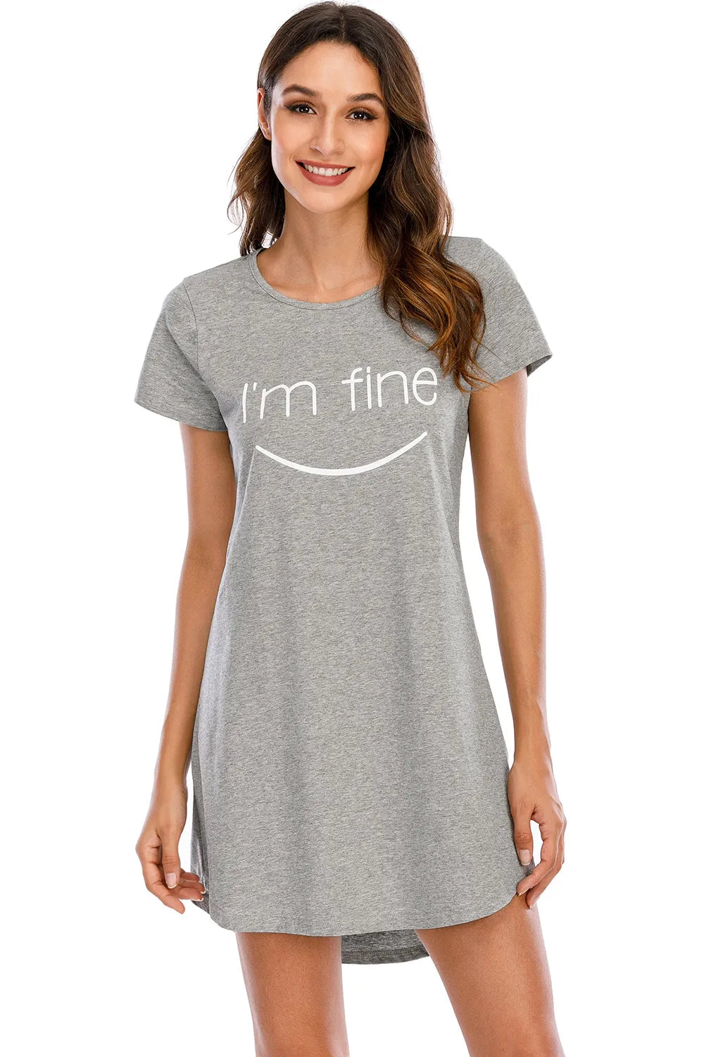 Graphic Round Neck Short Sleeve Lounge Dress - Lilixa.store