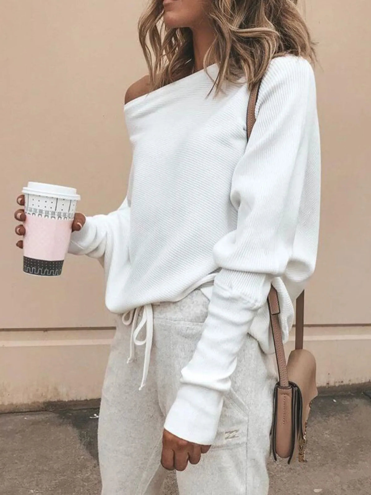 Single Shoulder Ribbed Knit Top - Lilixa.store