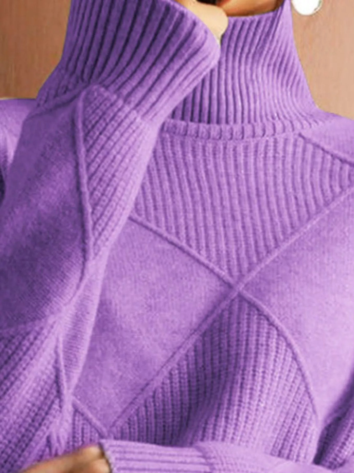 Argyle Pattern Turtleneck Sweater