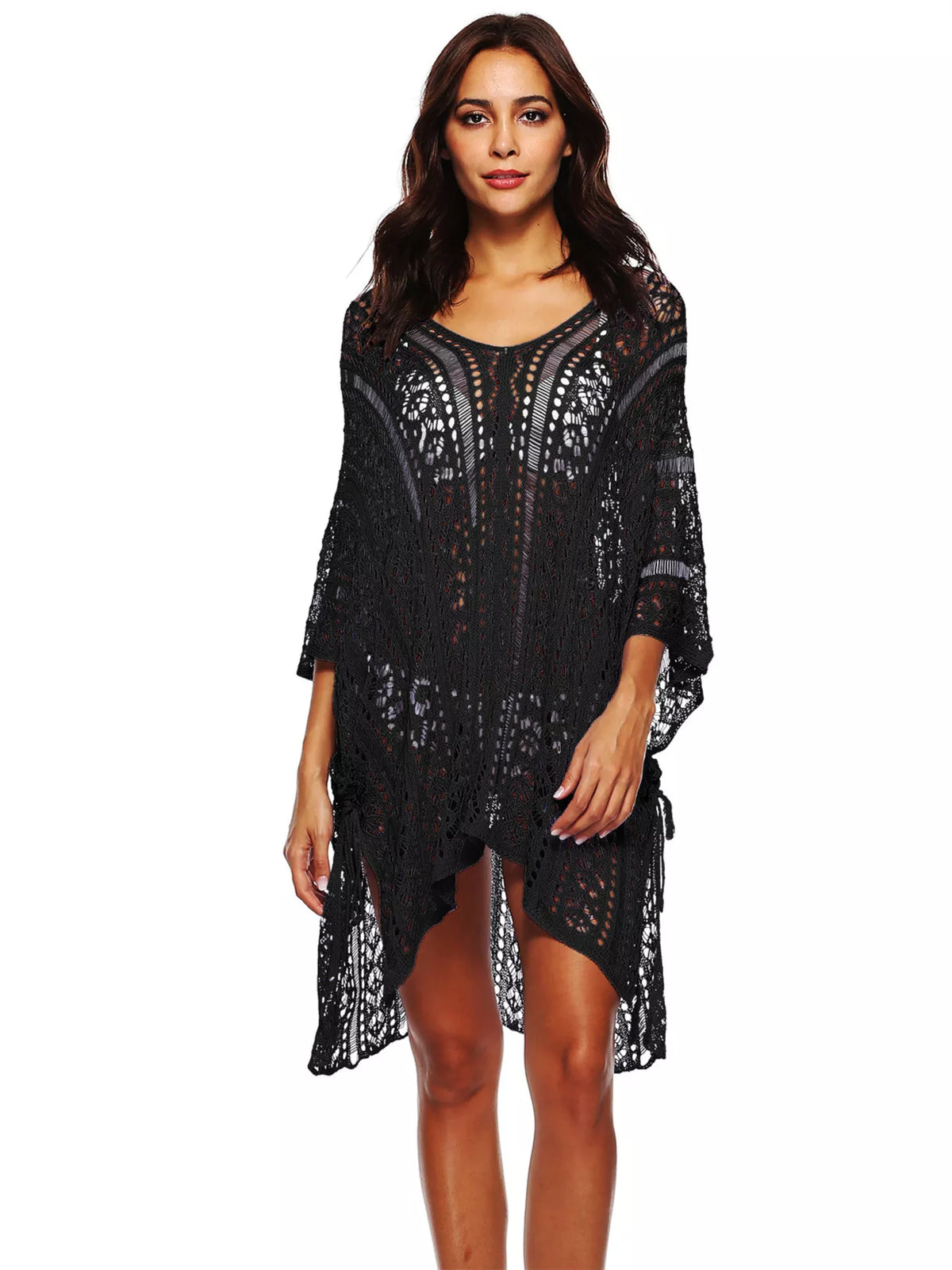 Crochet Knit V-Neck Cover-Up - Lilixa.store