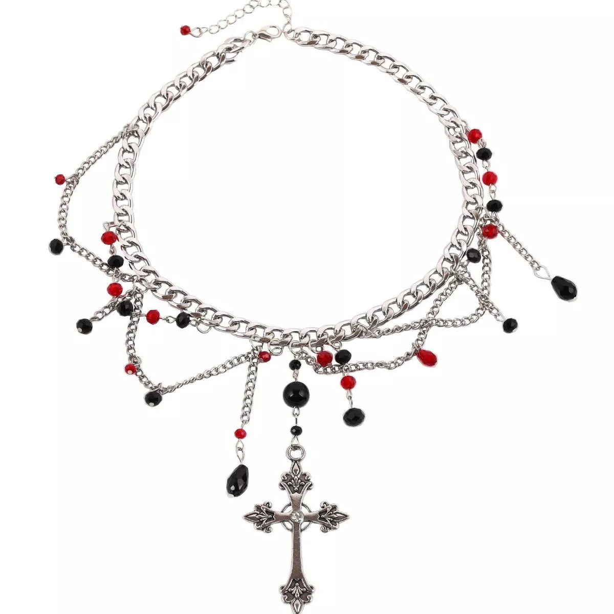 Gothic Cross Pendant Layered Necklace - Lilixa.store