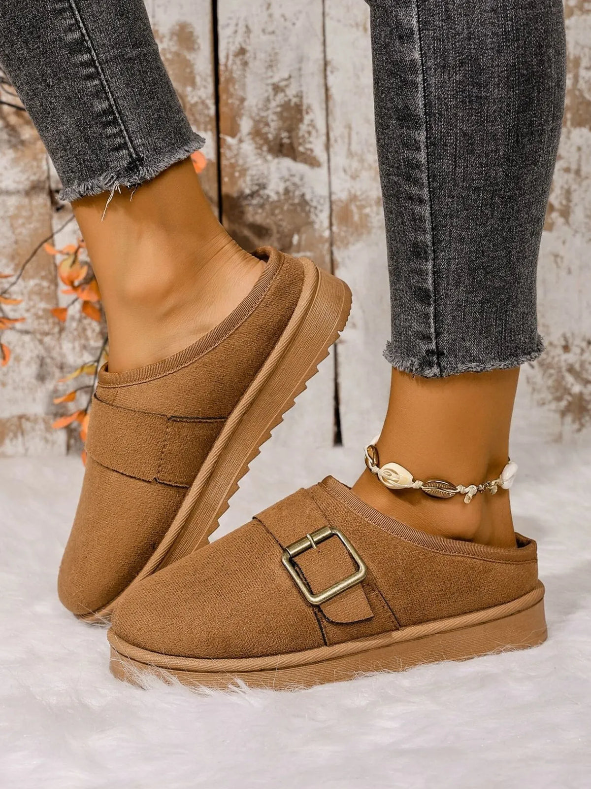 Cozy Buckle Suede Winter Slippers - Lilixa.store