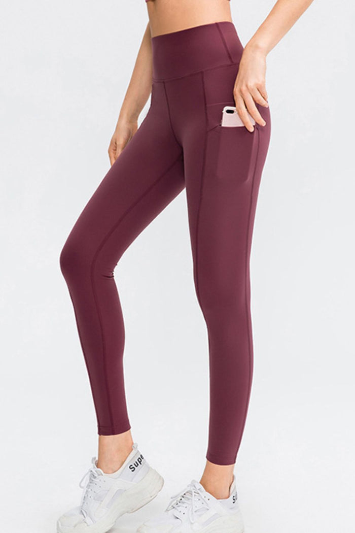 Wide Waistband Slim Fit Long Sports Pants with Pocket - Lilixa.store