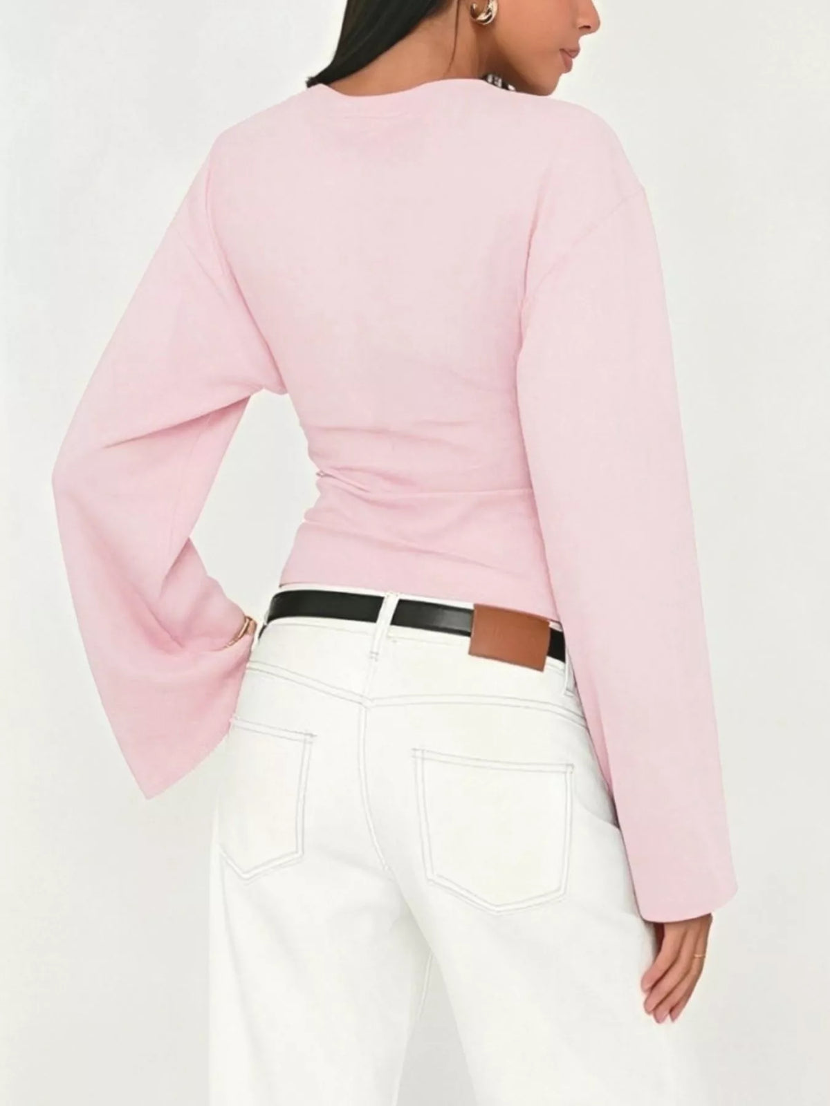 V-Neck Flare Sleeve Blouse - Lilixa.store