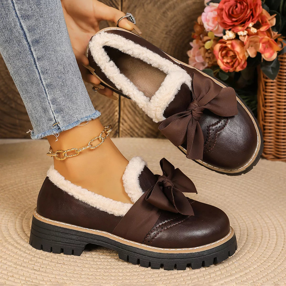 Bow Round Toe Loafers