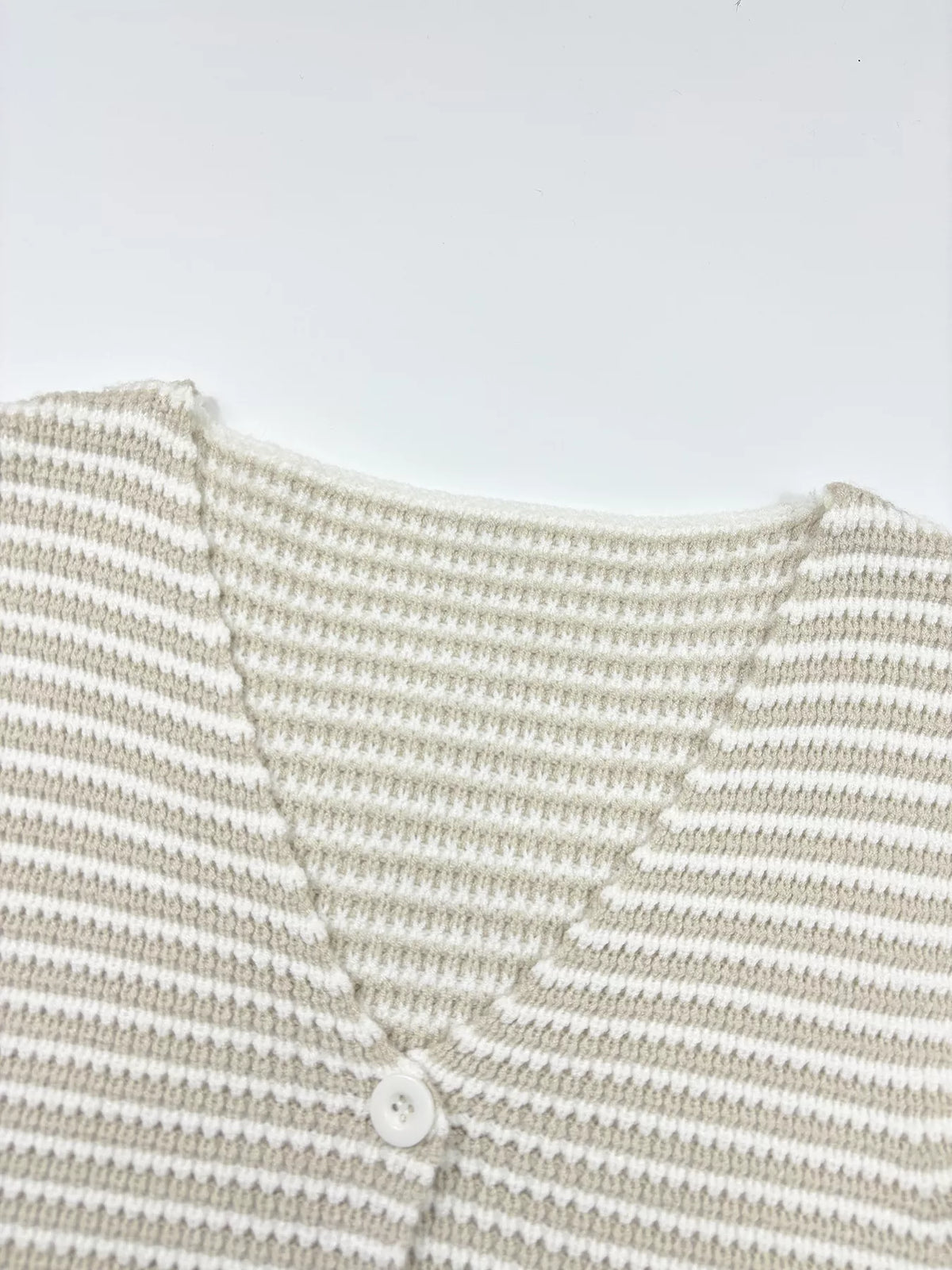 Striped Button-Down Cropped Sweater Vest in Ivory, view 5