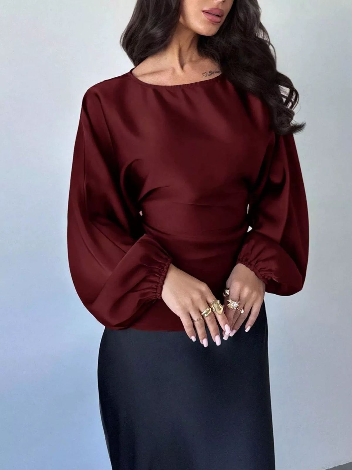 Polka Dot Round Neck Blouse - Lilixa.store