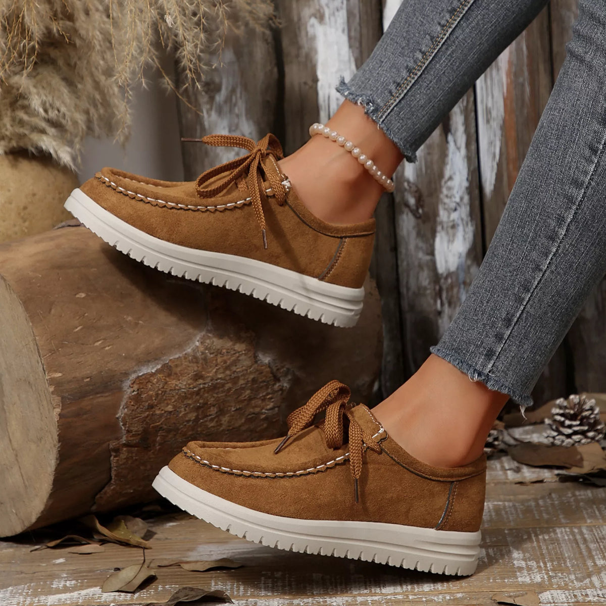Lace-Up Round Toe Loafers, view 2