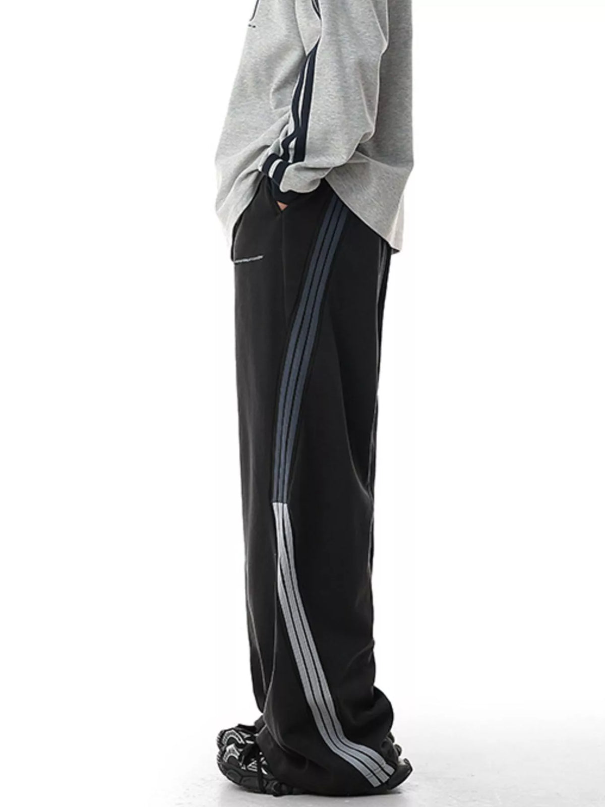Men's Plus Size Side Striped Relaxed Fit Casual Pants, view 2