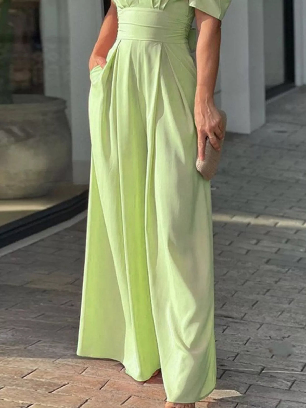 Puff Sleeve Wide Leg Jumpsuit, view 2