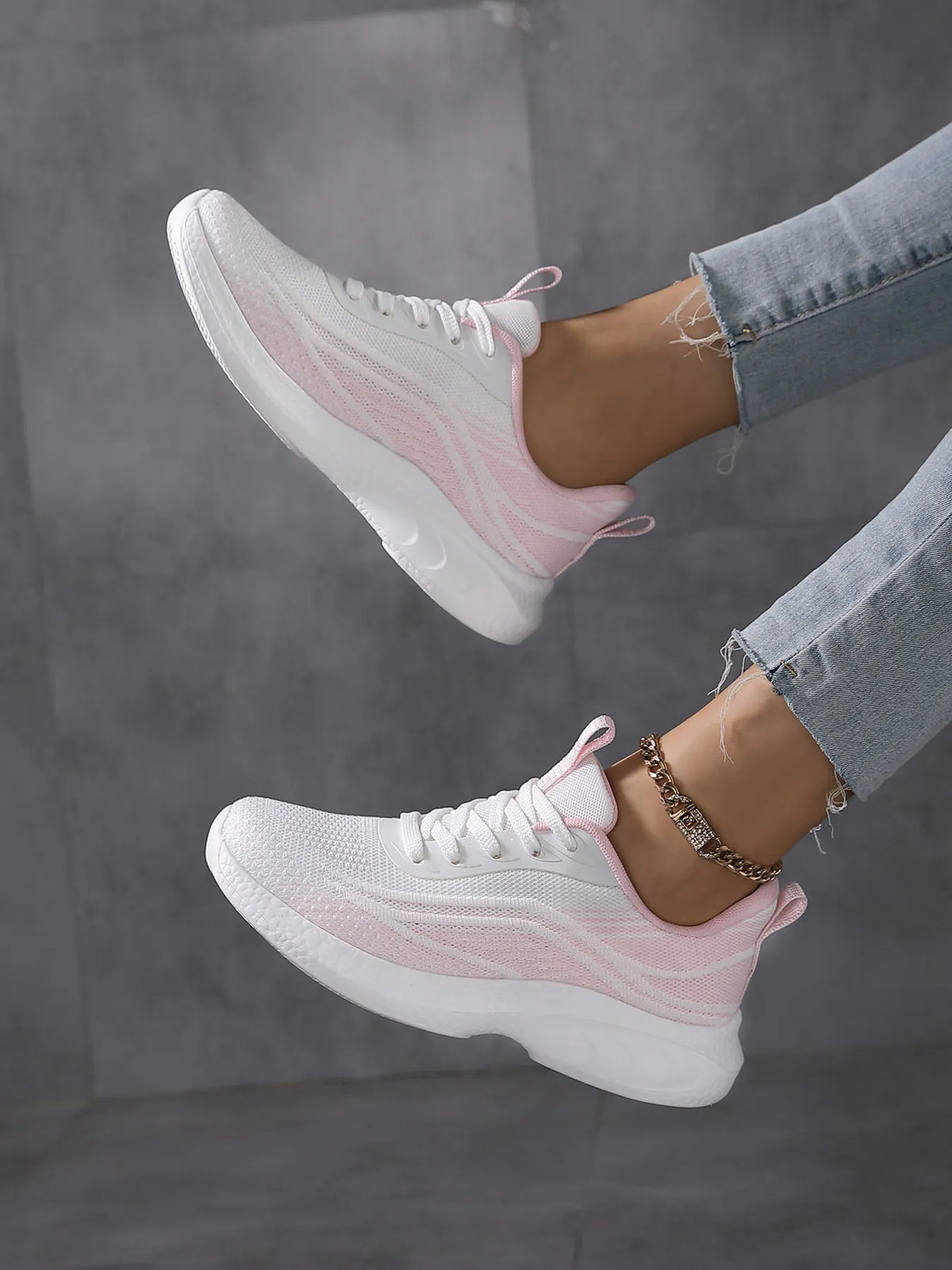 Gradient Lace Up Mesh Breathable Athletic - Lilixa.store