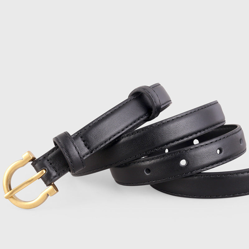 Leather Belt with Golden Buckle - Lilixa.store